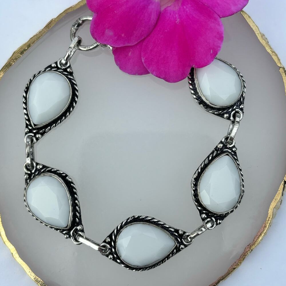 925 Sterling White Jasper  Bracelet